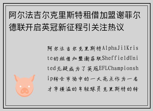 阿尔法吉尔克里斯特租借加盟谢菲尔德联开启英冠新征程引关注热议 阿尔法吉尔克里斯特租借加盟谢菲尔德联开启英冠新征程引关注热议